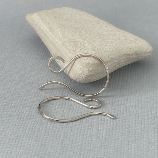 14K solid white gold French hook ear wires for DIY earrings.