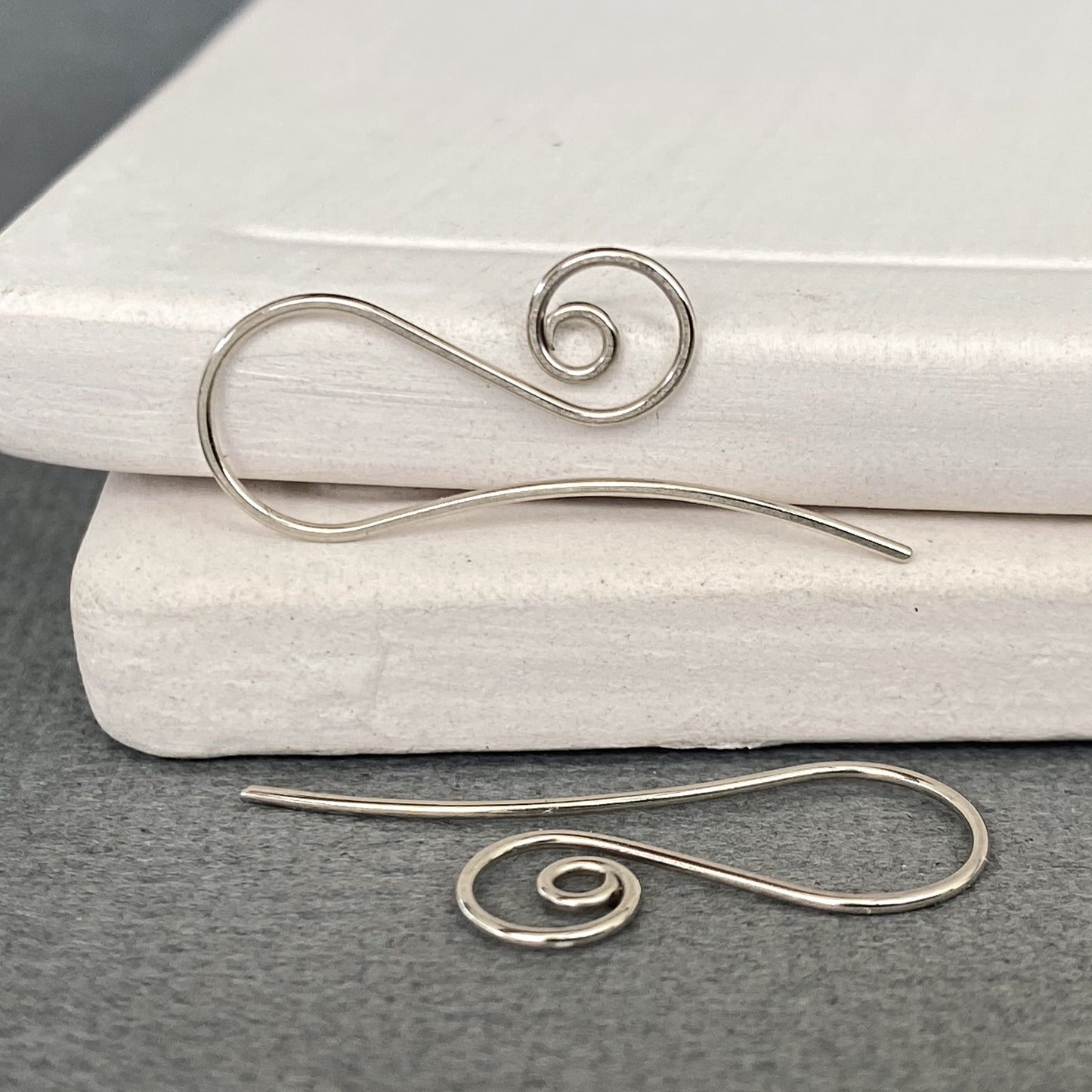 14k solid white gold spiral ear wires handmade for jewelry making