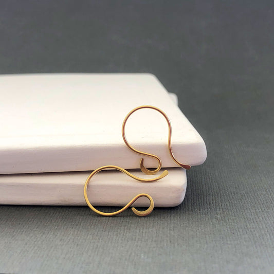 18k solid gold French hook ear wires close-up view