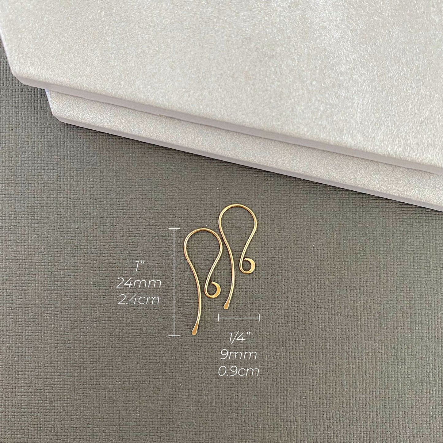 Close-up of gold earring hooks by Betty Brite Findings