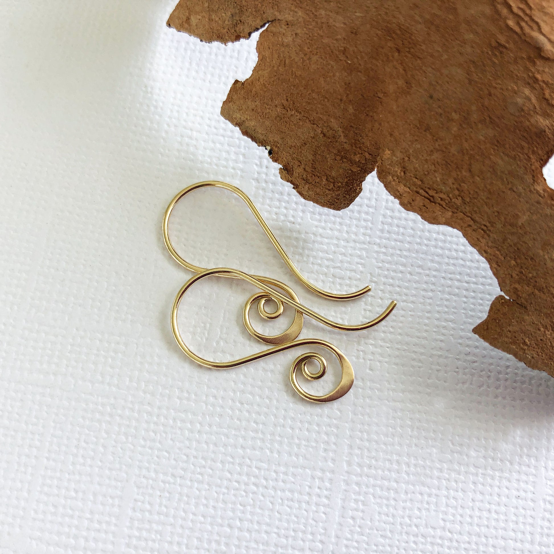 14k solid handmade spiral earwires