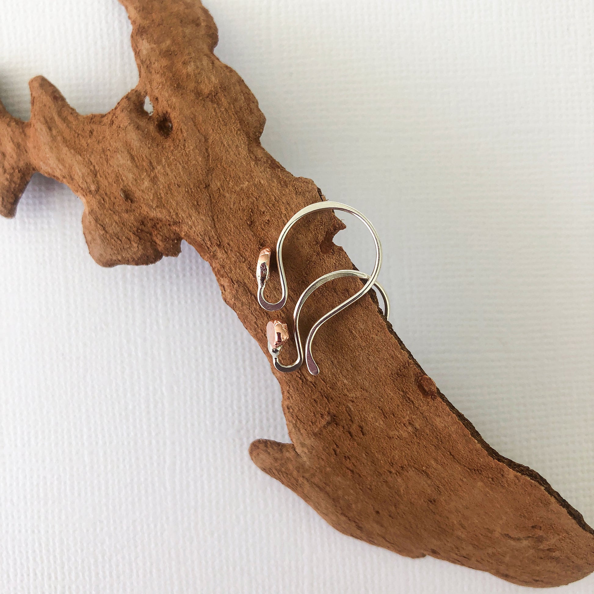 silver argentium with copper ends ear wires