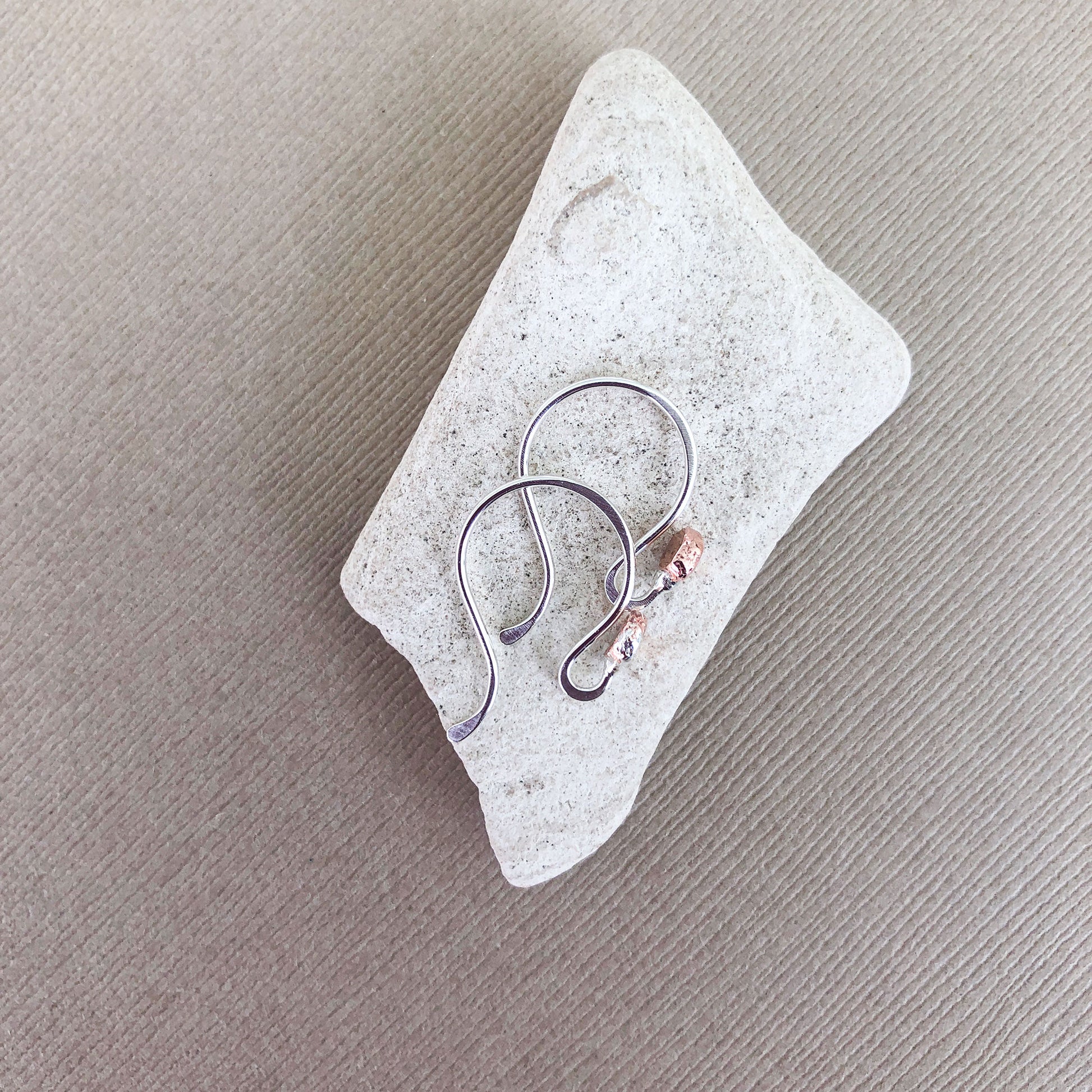 silver argentium with copper ends ear wires