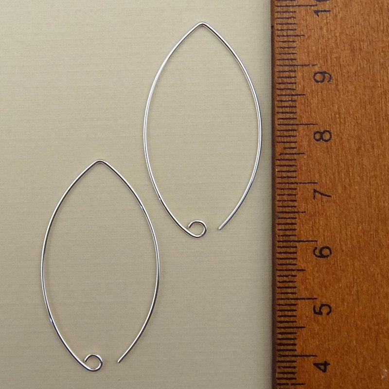 Sterling Silver Marquise Ear Wires - 1.5 inch