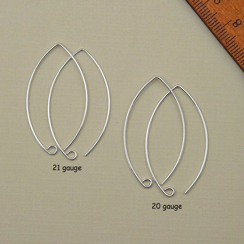 Sterling Silver Marquise Ear Wires - 1.5 inch
