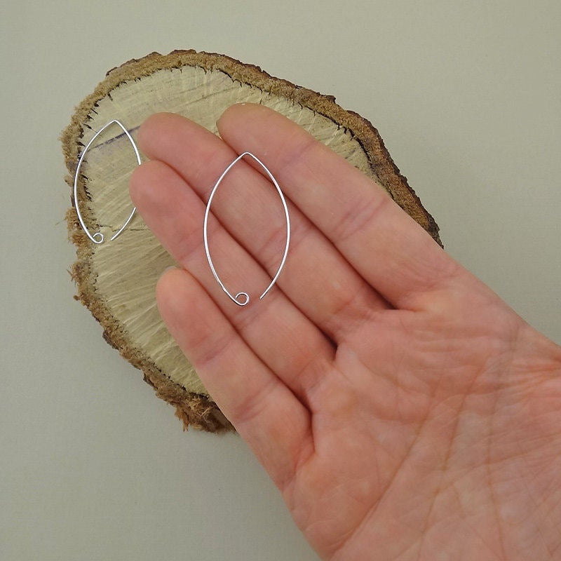 Sterling Silver Marquise Ear Wires - 1.5 inch