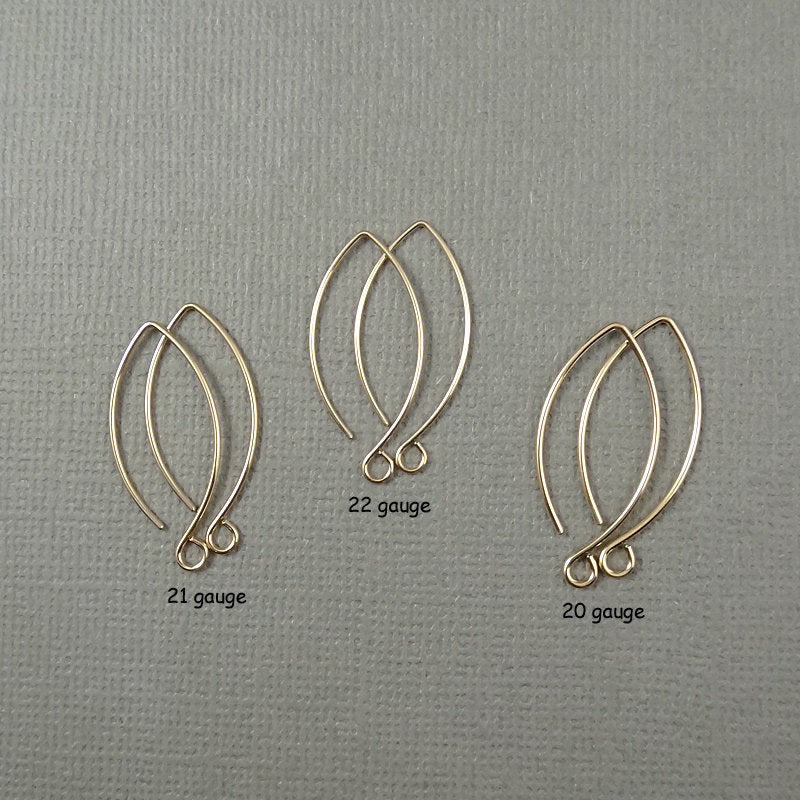 Gold Filled Leaf Earwires - 1 inch