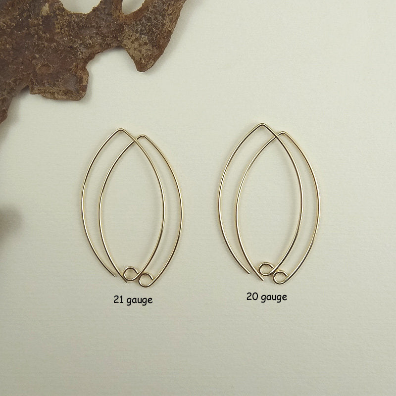 Gold Filled Marquise Earwires - 1.5 inch