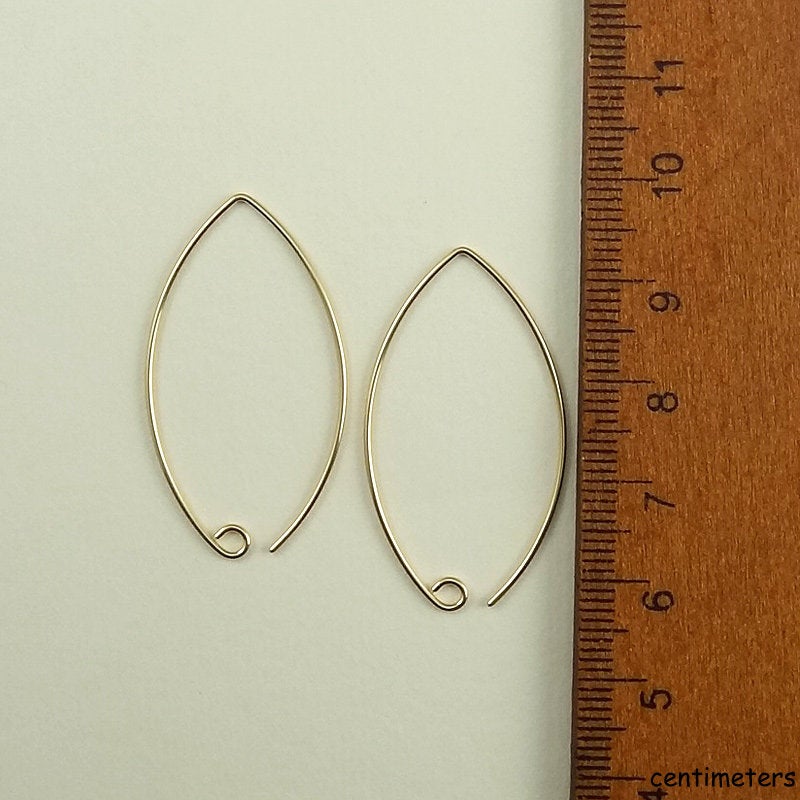 Gold Filled Marquise Earwires - 1.5 inch