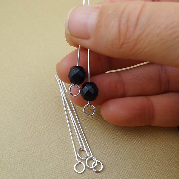 Sterling Silver Circle Headpins - 2 inch