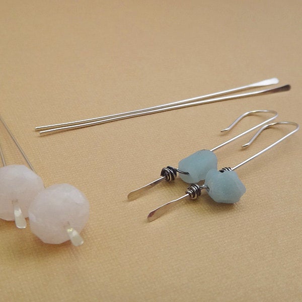 Sterling Silver Hammered Stick Ear Wires