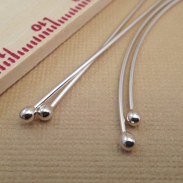 Argentium Ball Earwires - 3 Inch