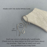 14k Solid White Gold Ear Wires