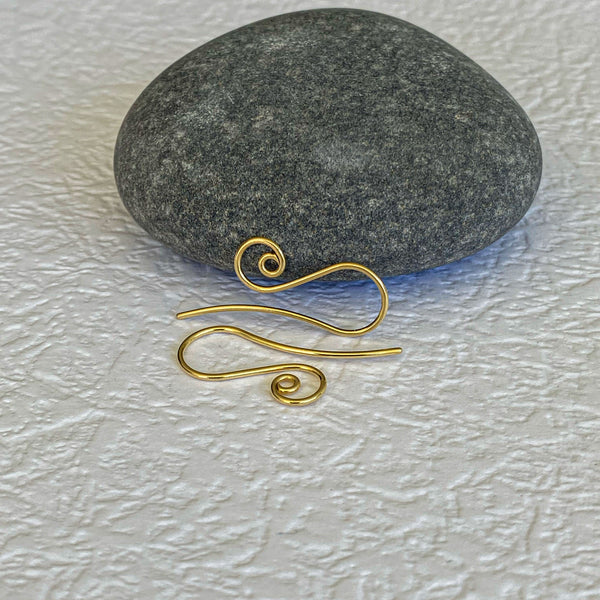 18k Solid Gold Spiral Ear Hooks