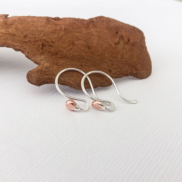 silver argentium with copper ends ear wires