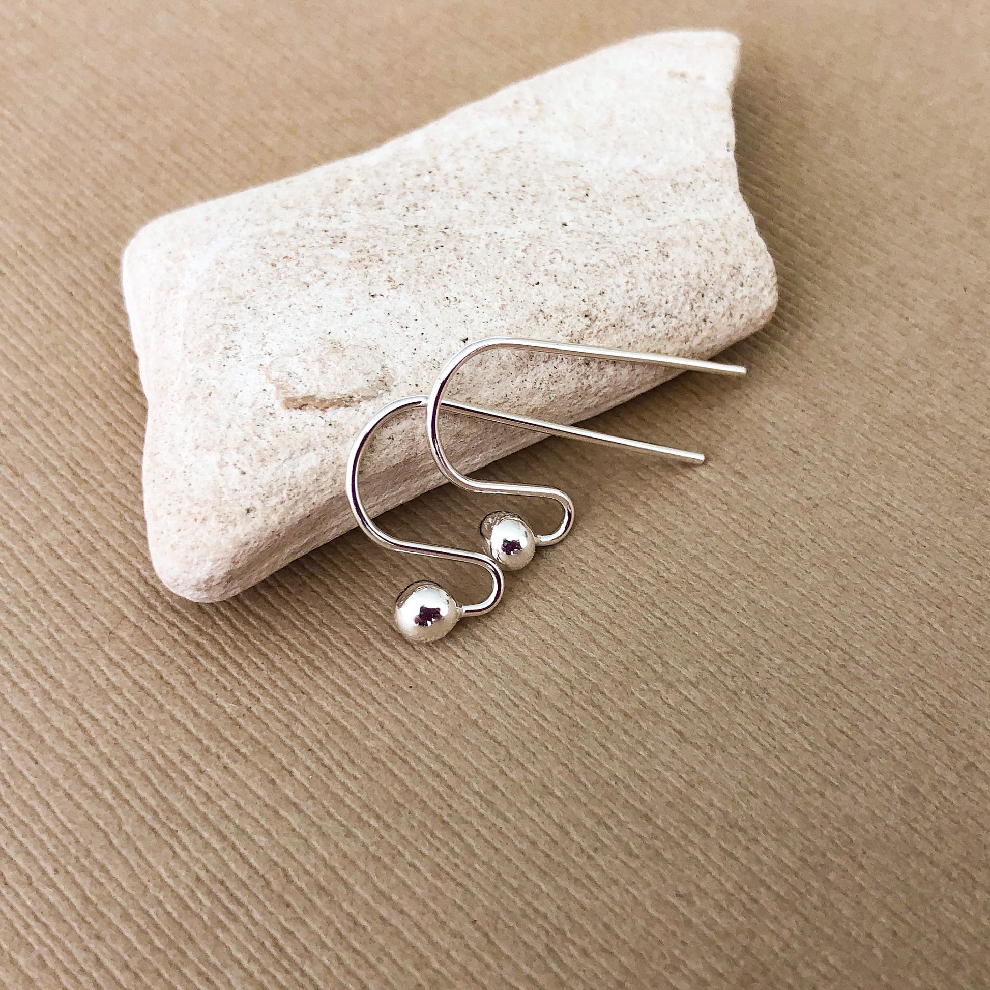 silver argentium handmade ball end french ear hooks