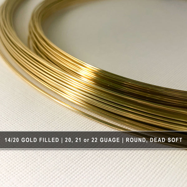 14/20 Yellow Gold Filled Round Wire - Dead Soft - 20, 21, 22 Gauge