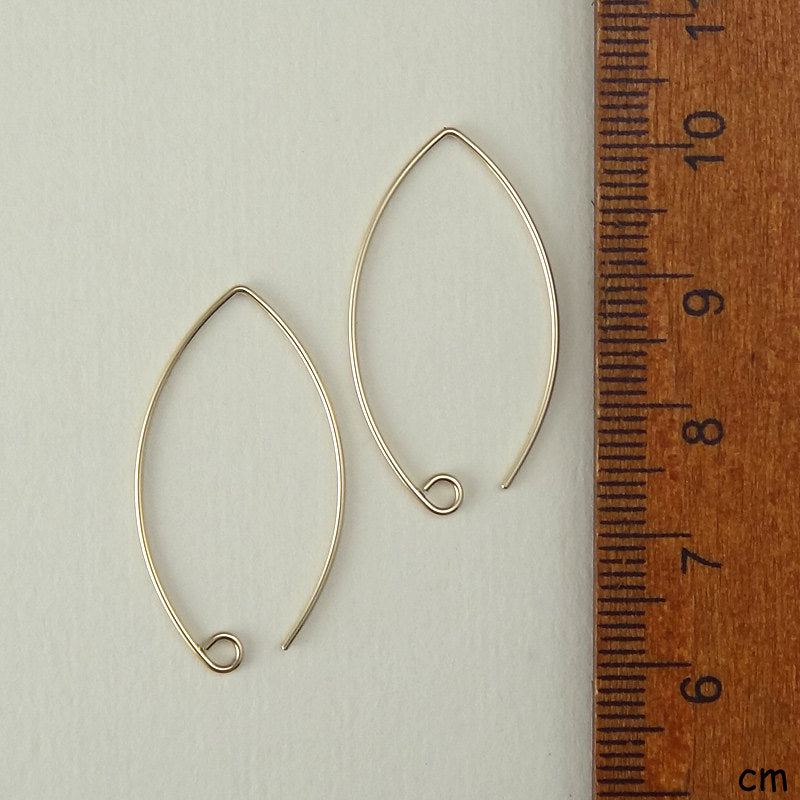 Gold Filled Marquise Ear Wires - 1 1/8 inch