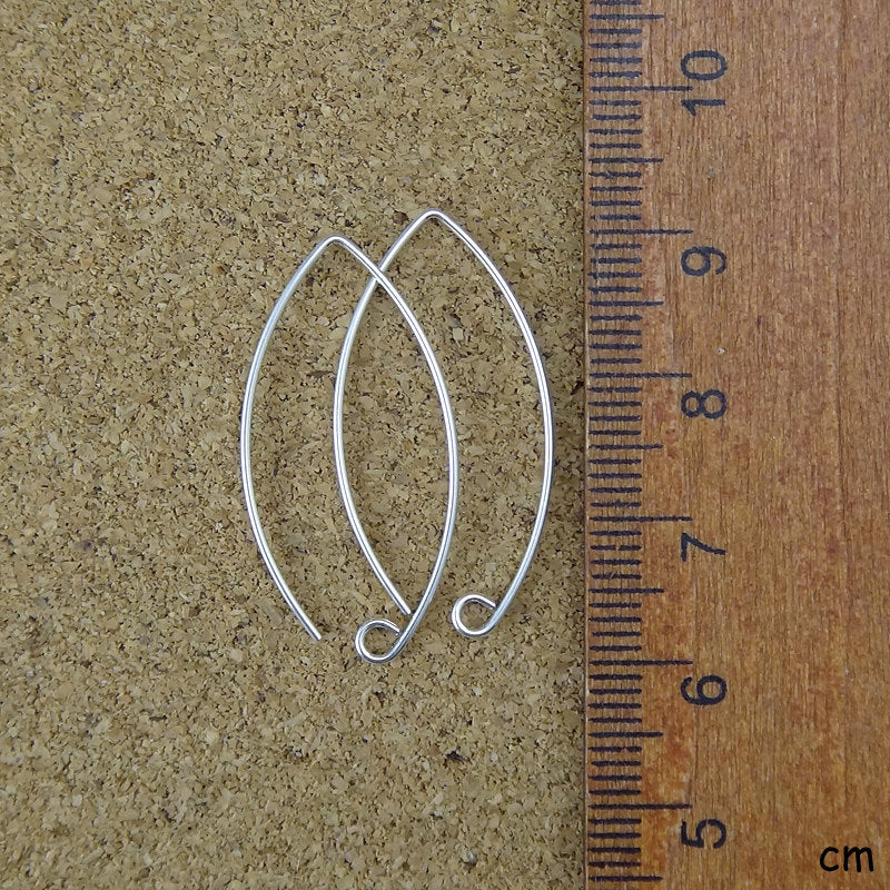 Sterling Silver Marquise Ear Wires - 1 1/8 inch