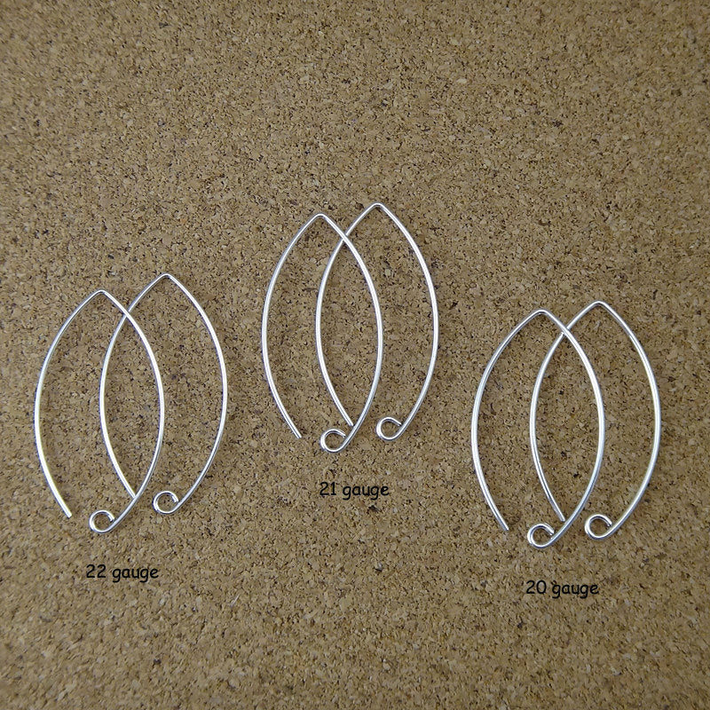 Sterling Silver Marquise Ear Wires - 1 1/8 inch