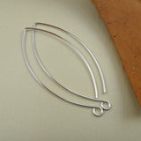 sterling silver earring hooks that are oblong or almond shape with a loop facing outward 2" long