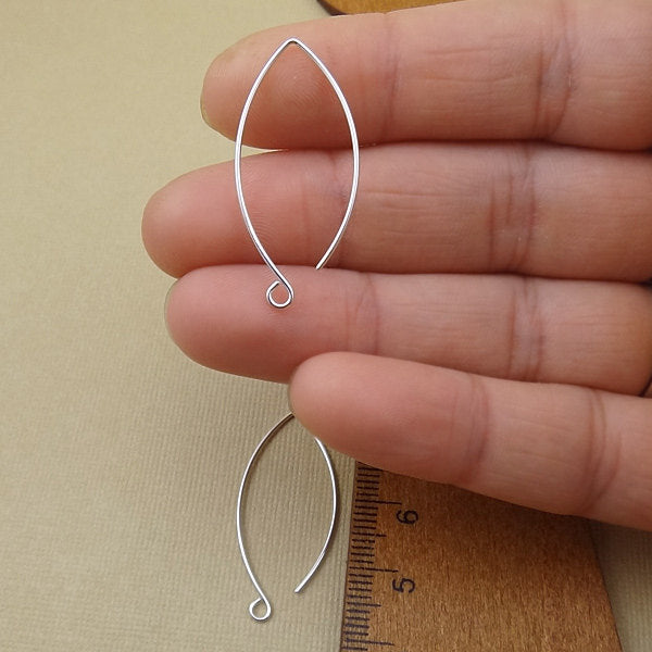 Sterling Silver Leaf Ear wires - 1 1/4 inch