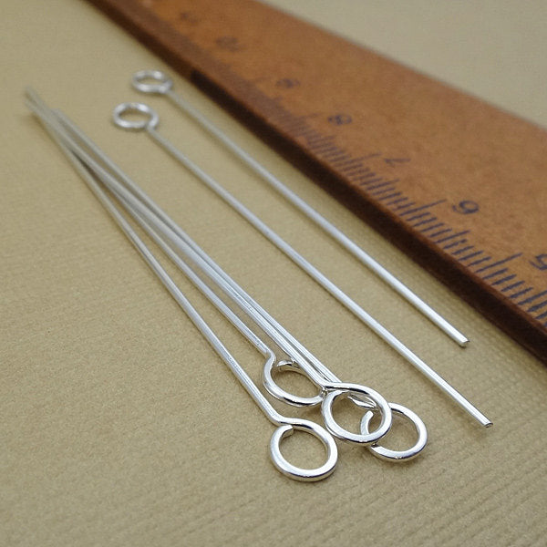 Sterling Silver Circle Headpins - 2 inch